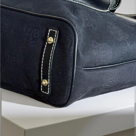 Authentic Dooney & Bourke Black Canvas Tote Bag with Leather Trim! - Picture 6 of 14